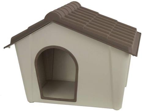 Cuccia in polipropilene da esterno o interno, Casetta per cani o gatti, 100% Made in Italy, cm 98x78h75, colore Beige - 2