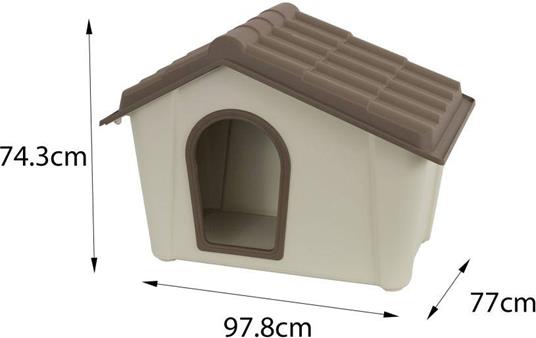 Cuccia in polipropilene da esterno o interno, Casetta per cani o gatti, 100% Made in Italy, cm 98x78h75, colore Beige - 3