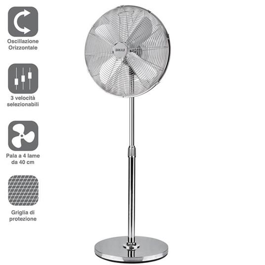 Ventilatore Colonna Piantana in Acciaio Inox 50W 40cm 3 Velocita Regolabile  - ND - Casa e Cucina | IBS