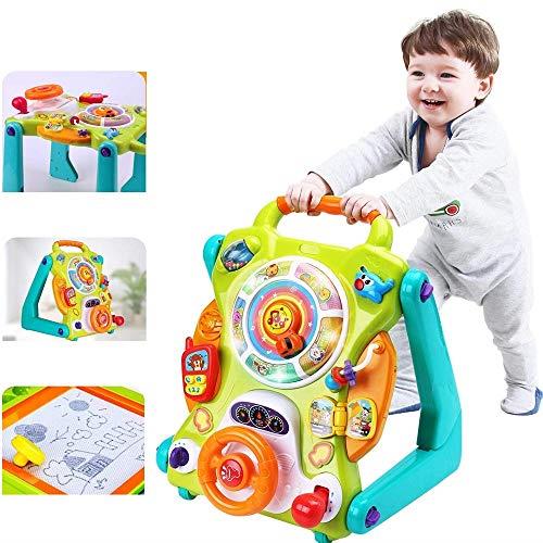 BAKAJI Primi Passi 3in1 Trasformabile in Tavolo Centro Attivita e Lavagna Magnetica Magica Giocattolo per Bambini Prima Infanzia con Luci Suoni e Accessori Gioco