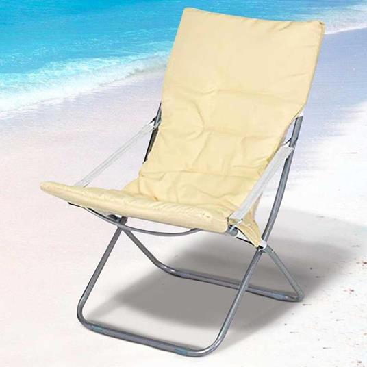 Spiaggina Sedia Canapone In Acciaio Tessuto Imbottito Pieghevole Relax  Beige - ND - Idee regalo | IBS