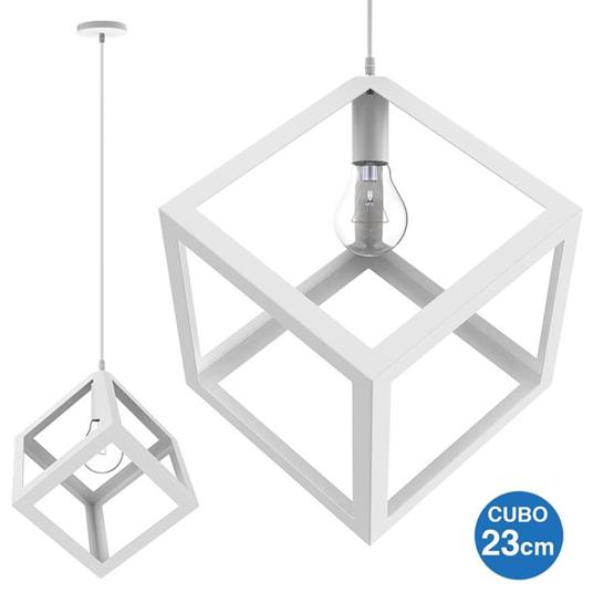 Lampadario Lampada Sospensione Cubo 23cm Design Moderno Paralume Metallo  Bianco - ND - Idee regalo | IBS