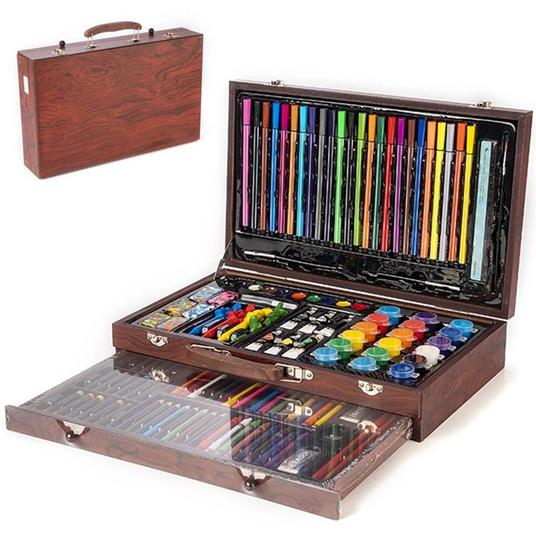 Set da pittura 109 pezzi colori con valigetta in legno kit disegno  professionale