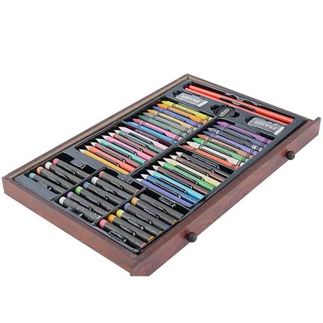 Valigetta Legno Pittore 78pz Colori Pittura Pastelli Acquerelli