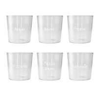 Wd lifestyle set 6 bicchieri in vetro borosilicato con scritta