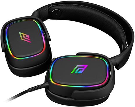 Noua Banshee Cuffie Gaming RGB USB Over-Ear Driver da 50 mm, Cuffie da Gioco con 3.5mm Jack e Scheda Audio Esterna USB 7.1, Microfono Flessibile Rimovibile per PC, Mac, Laptop, PS4, PS5, Xbox One - 6