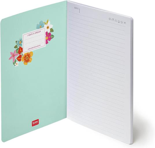 Legami - Quaderno A Righe Medium, A5, 80 Pagine, in Carta certificata FSC®, Carta 100 g/m², 14,2x21 cm, Tema Flowers - 2