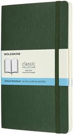 Taccuino Moleskine large puntinato copertina morbida verde. Myrtle Green