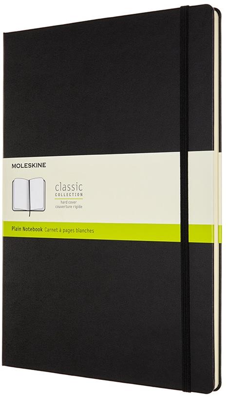 Taccuino Moleskine A4 a pagine bianche copertina rigida nero. Black