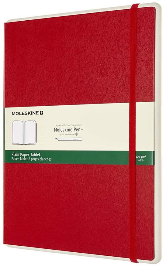 Taccuino Moleskine Papertablet P+ XL a pagine bianche copertina rigida rosso. Scarlet Red