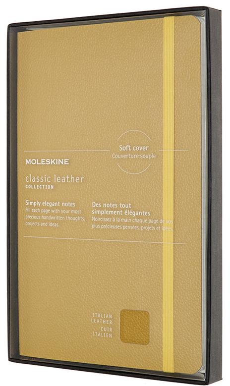Taccuino Moleskine Classic Leather Large a righe copertina morbida Open Box. Giallo
