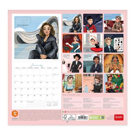 Calendario Legami 2023, carta non patinata, Inspiring Women - 30 x 29 cm