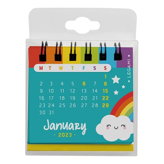 Micro calendario Legami 2023, Rainbow - 5,8 x 5,3 cm - 2