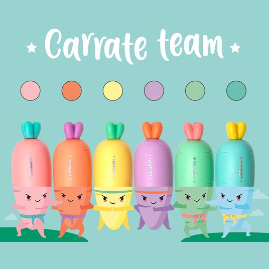 Set di 6 mini evidenziatori Legami - Carrate Team - Carrot - 3