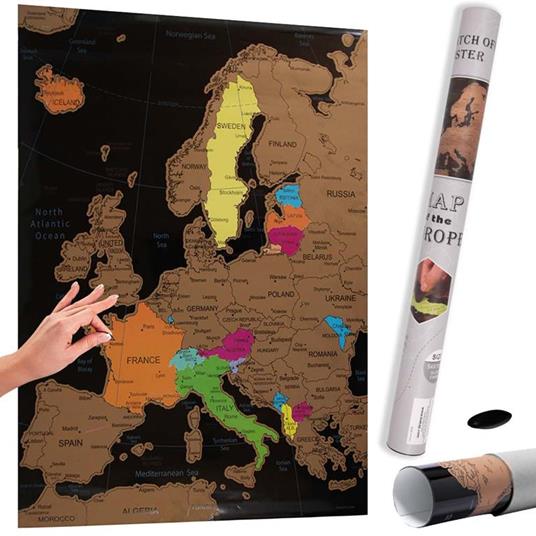 Poster Mappa Europa da Grattare Cartina Geografica Europea Mappamondo  54x70cm - Bakaji - Casa e Cucina | IBS