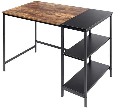 BAKAJI Scrivania con Libreria 3 Ripiani Tavolo da Lavoro Porta Pc Computer Struttura in Metallo e Piano in Legno MDF Anticato e Nero Arredamento Casa Ufficio Cameretta Dimensioni 120 x 60 x 75 cm - 3