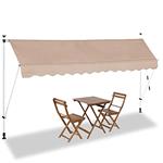 BAKAJI Tenda da Sole Balcone 350 x 120 cm con Gambe di Supporto Regolabili Installazione ad Incastro Parasole Avvolgibile Esterno Giardino a Manovella Telaio in Alluminio Telo in Poliestere