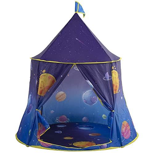 Bakaji Tenda Casetta Gioco per Bambini Capanna Castello Giocattolo Bimbi  Struttura in Metallo Rivestimento in Tessuto con Porta e Finestre per  Interno Esterno Dimensione 120 x 116 cm (Blu) - Bakaji -