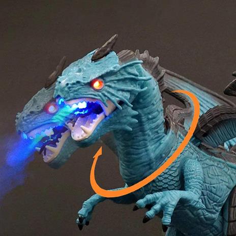 Bakaji Drago Dinosauro Robot Radiocomandato Giocattolo per Bambini con Luci Suoni ed Effetto Sputa Fuoco con Fumo Cammina Muove Testa e Ali Curato in Ogni Dettaglio Altezza 47 cm - 4