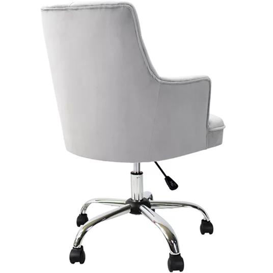 Sedia da Ufficio Ergonomica Girevole 360° Poltrona Velluto Grigio Gambe Argento - 2