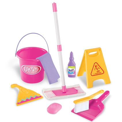 Set Pulizia Giocattolo per Bambini 9 Pezzi con Mocio e Secchio Mop Idea Regalo