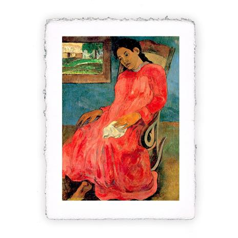 Stampa d''arte di Paul Gauguin Donna in abito rosso - 1891, Folio - cm 20x30