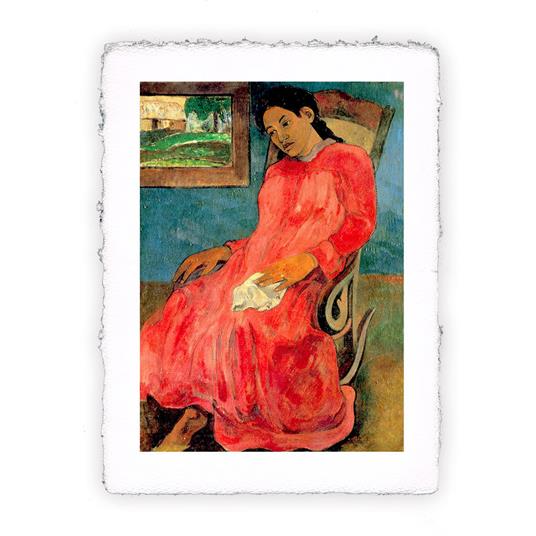 Stampa d''arte di Paul Gauguin Donna in abito rosso - 1891, Folio - cm 20x30