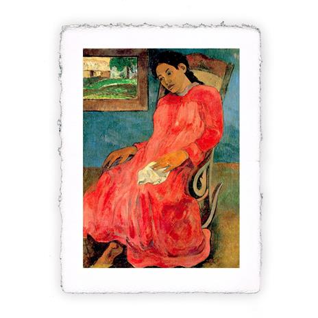 Stampa d''arte di Paul Gauguin Donna in abito rosso - 1891, Folio - cm 20x30 - 2