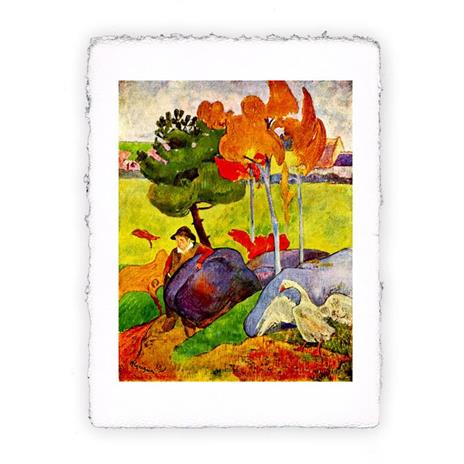 Stampa d''arte di Paul Gauguin Piccolo bretone con oca - 1889, Miniartprint - cm 17x11