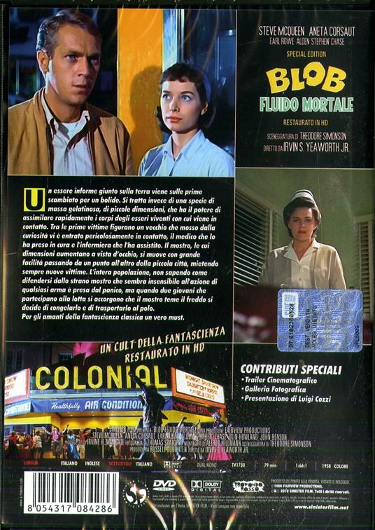 Blob. Fluido Mortale. Special Edition. Restaurato in HD (DVD) di Irvin S. Yeaworth - DVD - 2