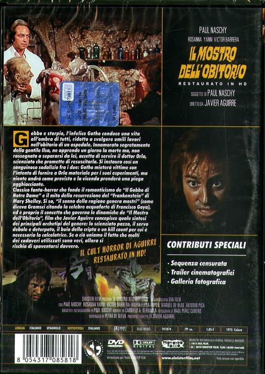 Il mostro dell'obitorio. Restaurato in HD (DVD) di Javier Aguirre - DVD - 2