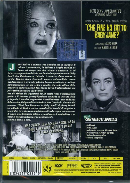Che fine ha fatto Baby Jane? Restaurato in HD (2 DVD) - DVD - Film di  Robert Aldrich Drammatico | IBS