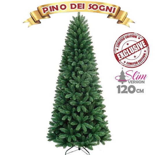 Albero Di Natale Slim Pino Dei Desideri Altezza 120 Cm Base A Croce 295  Rami - Import - Casa e Cucina | IBS
