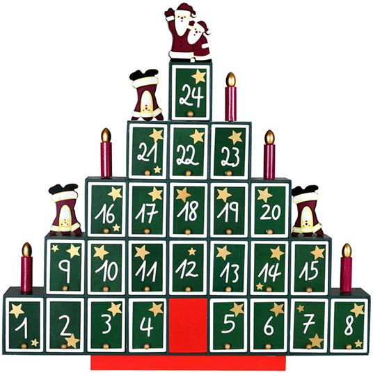 Calendario Avvento Albero Di Natale In Legno 24 Cassetti - Bakaji - Idee  regalo | IBS