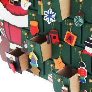 Calendario Avvento Babbo Natale Con Albero In Legno 24 Cassetti - 3