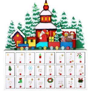 Calendario Avvento Trenino Di Babbo Natale In Legno 24 Cassetti - 2