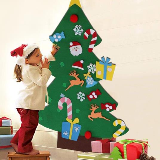 Albero Di Natale Per Bambini In Feltro Da Parete Con 26 Addobbi Natalizi  110Cm - Bakaji - Idee regalo | IBS