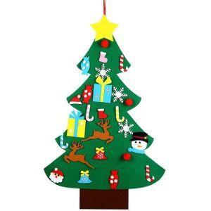 Albero Di Natale Per Bambini In Feltro Da Parete Con 26 Addobbi Natalizi 110Cm - 2