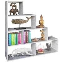 Libreria Ad Angolo 4 Ripiani In Legno Bianco 39.5X39.5X120Cm