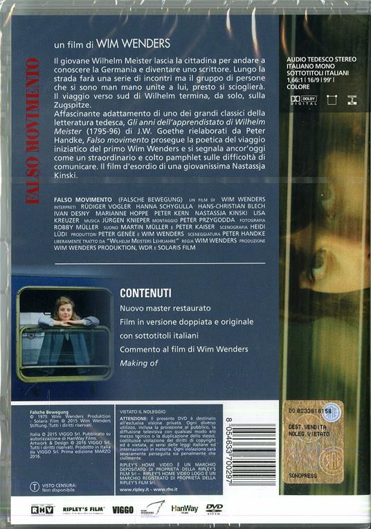 Falso movimento<span>.</span> versione restaurata di Wim Wenders - DVD - 2