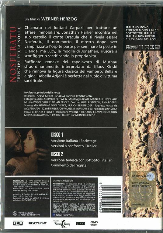 Nosferatu, principe della notte (2 DVD) - DVD - Film di Werner Herzog  Fantastico | IBS