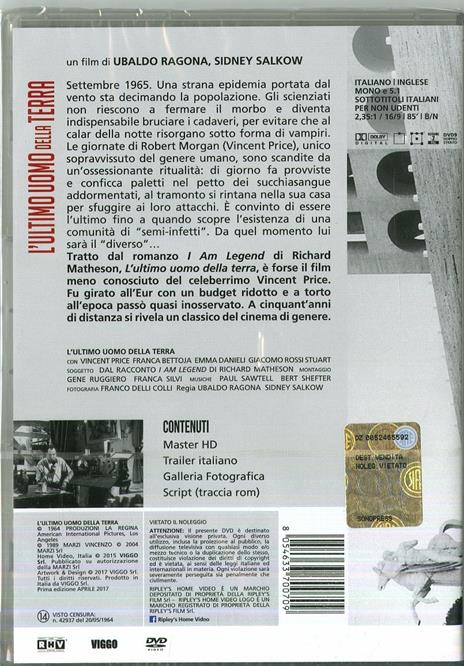 L' ultimo uomo della Terra (DVD) di Ubaldo Ragona - DVD - 2