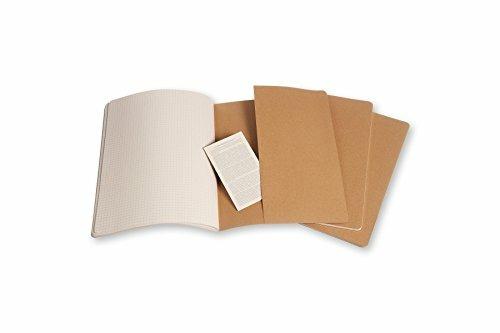 Quaderno Cahier Journal Moleskine XXL a quadretti beige. Kraft Brown. Set da 3 - 4