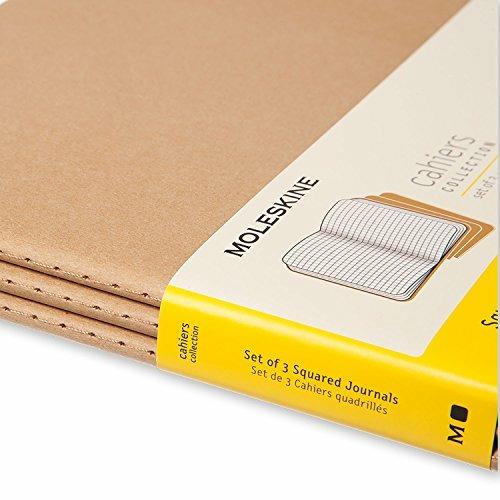 Quaderno Cahier Journal Moleskine XXL a quadretti beige. Kraft Brown. Set da 3 - 6