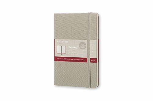 Taccuino Two-Go Moleskine medium a righe/pagine bianche. Colore grigio cenere