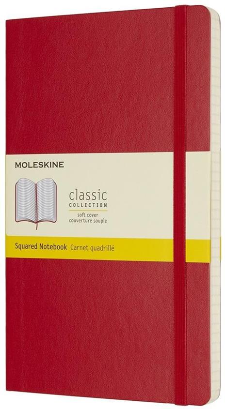 Taccuino Moleskine large a quadretti copertina morbida rosso. Scarlet Red