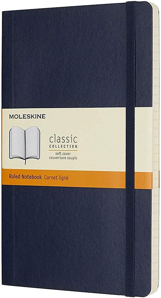 Taccuino Moleskine large a righe copertina morbida blu. Sapphire Blue