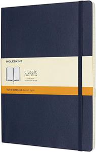 Taccuino Moleskine XL a righe copertina morbida blu. Sapphire Blue