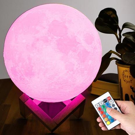 Lampada Tavolo Luna 18cm Luce LED RGB Cambio Colore Moon Lamp USB