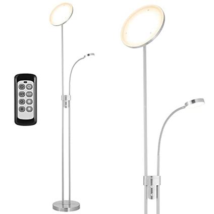 Bakaji Lampada Piantana da terra a LED ad Alta Luminosità 2 Luci 35W 2000 Lumen Luce Dimmerabile Colorazione Regolabile Accensione Gestione Touch o Telecomando Design Moderno 175cm in Metallo